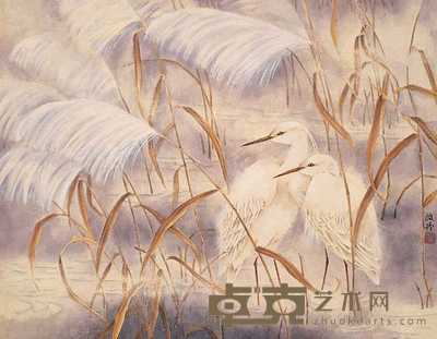 顾扬 白鹭 镜心 32×40cm